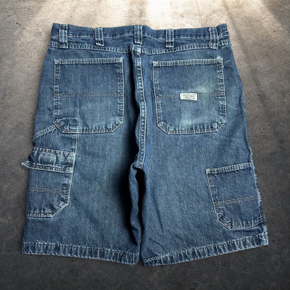 Wrangler Carpenter Denim Shorts Blue Baggy Skater Jorts Size 36 Vintage 90s Goth
